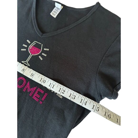 Chris' Stuff This Wine Is Making Me Awesome Top Shirt SZ Small Rhinestones - Picture 10 of 11